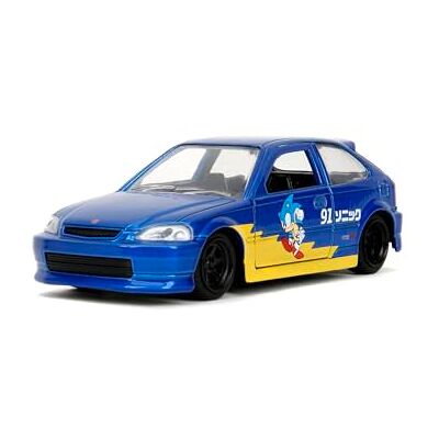 Jada Toys Sonic The Hedgehog Auto Honda Civic Type-R 1997 Modellino auto in metallo con porte apribili, veicolo giocattolo per fan e bambini a partire da 8 anni Jada Toys Sonic The Hedgehog Auto Honda Civic Type-R 1997 Modellino auto in metallo con porte apribili, veicolo giocattolo per fan e bambini a partire da 8 anni