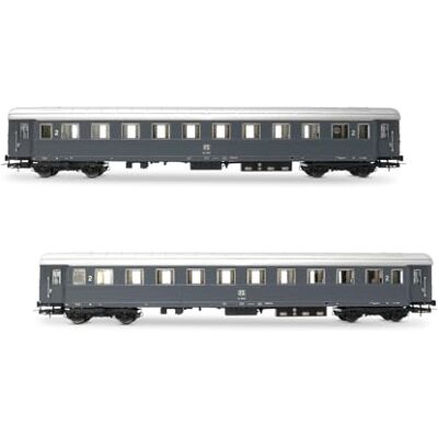 Rivarossi FS, Confezione da 2 unità Bz 33010 Tipo 1946 2A Classe, Uno con Scompartimento 'Ristoro', Marcature FS, Livrea Grigia, Episodio Iva, Carrozze Rotabili Rivarossi FS, Confezione da 2 unità Bz 33010 Tipo 1946 2A Classe, Uno con Scompartimento 'Ristoro', Marcature FS, Livrea Grigia, Episodio Iva, Carrozze Rotabili