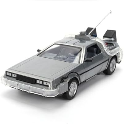 Jada Delorean Ritorno al Futuro Scala 1:24, Edizione Argento, 40 Anniversario, Auto in metallo con luce e Porte a battente, Scatola da collezione, Licenza Ufficiale () Jada Delorean Ritorno al Futuro Scala 1:24, Edizione Argento, 40 Anniversario, Auto in metallo con luce e Porte a battente, Scatola da collezione, Licenza Ufficiale ()