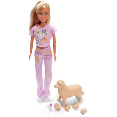 Simba Steffi Love Welcome Puppies, bambola 29 cm con mamma cagnolina, cuccioli e accessori per la cura degli Animali, +3 Anni, Simba Steffi Love Welcome Puppies, bambola 29 cm con mamma cagnolina, cuccioli e accessori per la cura degli Animali, +3 Anni,