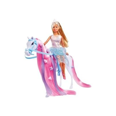 STEFFI LOVE Simba Bambola Principessa con cavallo, completamente mobile, con spazzola, fermaglio per capelli e due fili, 29 cm, per bambini dai 3 anni in su STEFFI LOVE Simba Bambola Principessa con cavallo, completamente mobile, con spazzola, fermaglio per capelli e due fili, 29 cm, per bambini dai 3 anni in su