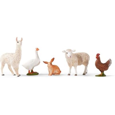 Schleich FARM WORLD Set animali della fattoria con coniglio, oca, gallina, pecora e lama giocattolo da fattoria dai 3 anni set dettagliato da 5 pezzi esclusiva Amazon Schleich FARM WORLD Set animali della fattoria con coniglio, oca, gallina, pecora e lama giocattolo da fattoria dai 3 anni set dettagliato da 5 pezzi esclusiva Amazon