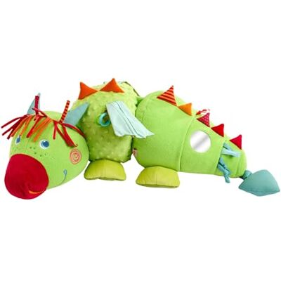 HABA Drache Rudy Drago di peluche con elementi accustici e tattili, sonaglio, squittio e specchio, peluche per bambini dai 6 mesi in su, HABA Drache Rudy Drago di peluche con elementi accustici e tattili, sonaglio, squittio e specchio, peluche per bambini dai 6 mesi in su,