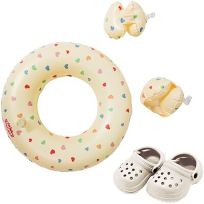 Heless Set da Nuoto per Bambole in Beige Heart Confetti, con Anello da Nuoto, Ali d'Acqua e Zoccoli, per Bambole e Peluche di Dimensioni 35-45 cm Heless Set da Nuoto per Bambole in Beige Heart Confetti, con Anello da Nuoto, Ali d'Acqua e Zoccoli, per Bambole e Peluche di Dimensioni 35-45 cm