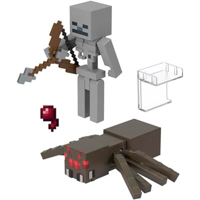 Mattel Minecraft Set da 2 personaggi Scheletro Guerriero e Ragno, action figures alte 8+ cm con 2 accessori inclusi, design pixelato ispirato al videogioco, giocattolo per bambini, 6+ anni, HLB29 Mattel Minecraft Set da 2 personaggi Scheletro Guerriero e Ragno, action figures alte 8+ cm con 2 accessori inclusi, design pixelato ispirato al videogioco, giocattolo per bambini, 6+ anni, HLB29