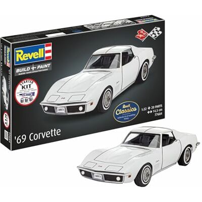 Revell Starter Kit Corvette C3 in scala 1:32, kit modellino in plastica con colori di base, colla modellino e pennello Revell Starter Kit Corvette C3 in scala 1:32, kit modellino in plastica con colori di base, colla modellino e pennello
