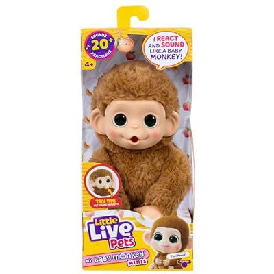 Little Live Pets Baby Monkey Minis – Pepi Peach. Giocattolo interattivo per animali domestici. Più di 20 suoni e reazioni. Morbida pelliccia marrone, altezza 18,8 cm. Super realistico. Nutrire Little Live Pets Baby Monkey Minis – Pepi Peach. Giocattolo interattivo per animali domestici. Più di 20 suoni e reazioni. Morbida pelliccia marrone, altezza 18,8 cm. Super realistico. Nutrire