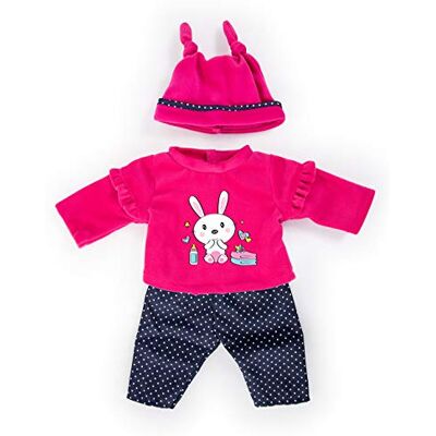 Bayer Design bambole 40-46cm, pantaloni, top e cappello, set, vestito con conigli, Colore rosa, blu, punteggiato, Bayer Design bambole 40-46cm, pantaloni, top e cappello, set, vestito con conigli, Colore rosa, blu, punteggiato,