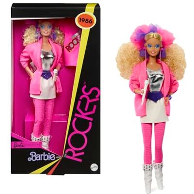 Barbie Signature and the Rockers, bambola da collezione per il 40° anniversario della linea del 1986, con piedistallo e confezione da esposizione, 6+ anni, Barbie Signature and the Rockers, bambola da collezione per il 40° anniversario della linea del 1986, con piedistallo e confezione da esposizione, 6+ anni,