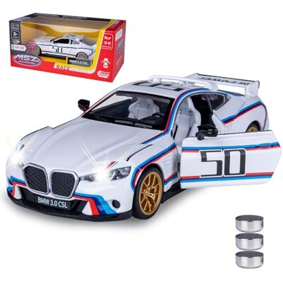 JAMARA BMW 3.0 CSL Diecast 1:34 con batterie a bottone – Modellino auto giocattolo per bambini, modello auto in miniatura, idea regalo per bambini, porte aprire/chiuse manualmente, luce a LED JAMARA BMW 3.0 CSL Diecast 1:34 con batterie a bottone – Modellino auto giocattolo per bambini, modello auto in miniatura, idea regalo per bambini, porte aprire/chiuse manualmente, luce a LED