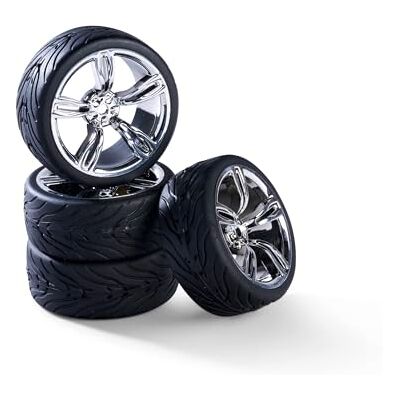Carson 1:10 Set di ruote (4) design 10 raggi cromo accessori per modellismo, pezzi di ricambio, tuning, pneumatici, set di pneumatici Carson 1:10 Set di ruote (4) design 10 raggi cromo accessori per modellismo, pezzi di ricambio, tuning, pneumatici, set di pneumatici