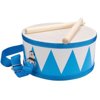 GICO Tamburo per bambini blu bianco strumento musicale in legno con tracolla e bastoncini D: 20 cm 3845 GICO Tamburo per bambini blu bianco strumento musicale in legno con tracolla e bastoncini D: 20 cm 3845