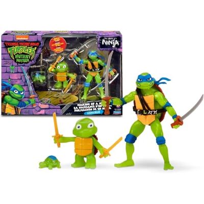 TORTUGAS NINJA Confezione evoluzione Leonardo, include tartaruga pre mutazione, figura di base e Leonardo trasformato, liquido OOZE che fa brillare le figure, per bambini di 4 anni+, famoso TORTUGAS NINJA Confezione evoluzione Leonardo, include tartaruga pre mutazione, figura di base e Leonardo trasformato, liquido OOZE che fa brillare le figure, per bambini di 4 anni+, famoso