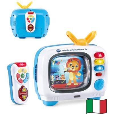 VTech La Mia Prima Smart TV, Televisione Interattiva per Bambini, Telecomando Interattivo Incluso, 10 Canali, 5 Canali Bilingue Italiano e Inglese, Spegnimento Automatico, Batterie Incluse, 12-36 Mesi VTech La Mia Prima Smart TV, Televisione Interattiva per Bambini, Telecomando Interattivo Incluso, 10 Canali, 5 Canali Bilingue Italiano e Inglese, Spegnimento Automatico, Batterie Incluse, 12-36 Mesi