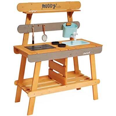 Janod Muddy Lab Cucina Esterni Bambini in Legno FSC 10 Accessori Giocattolo di Imitazione Gioco da Esterni per Bambini dai 3 Anni, Janod Muddy Lab Cucina Esterni Bambini in Legno FSC 10 Accessori Giocattolo di Imitazione Gioco da Esterni per Bambini dai 3 Anni,