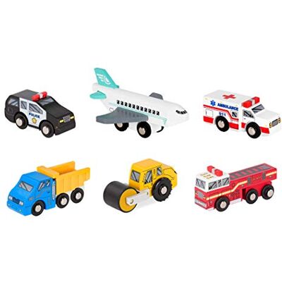 Battat Set 2 di veicoli in legno Auto giocattolo in miniatura 6 pezzi in legno Minis Veicoli di soccorso e da costruzione classici Rullo compressore, dumper 3 anni + Battat Set 2 di veicoli in legno Auto giocattolo in miniatura 6 pezzi in legno Minis Veicoli di soccorso e da costruzione classici Rullo compressore, dumper 3 anni +