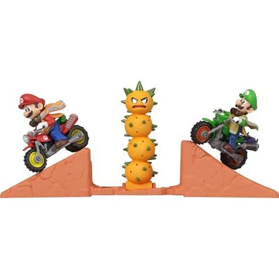 Hot Wheels Mario & Luigi Salto nel deserto, set ispirato al film Super Mario Galaxy con 2 motociclette e i personaggi in scala 1:64, accessorio rampa incluso, Hot Wheels Mario & Luigi Salto nel deserto, set ispirato al film Super Mario Galaxy con 2 motociclette e i personaggi in scala 1:64, accessorio rampa incluso,