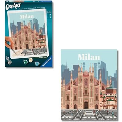 Ravensburger CreArt: Città Milano – Dipingere con i Numeri Adulti, Attività Creativa e Rilassante, Kit Pittura con Pennello e Colori Inclusi, 24 x 30 cm, Idee Regalo Ravensburger CreArt: Città Milano – Dipingere con i Numeri Adulti, Attività Creativa e Rilassante, Kit Pittura con Pennello e Colori Inclusi, 24 x 30 cm, Idee Regalo