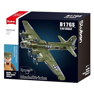 Sluban ModelBricks B17GS Bombardier Flying Fortress, scala 1/44, 1270 pezzi, per bambini dai 6 ai 12 anni Sluban ModelBricks B17GS Bombardier Flying Fortress, scala 1/44, 1270 pezzi, per bambini dai 6 ai 12 anni