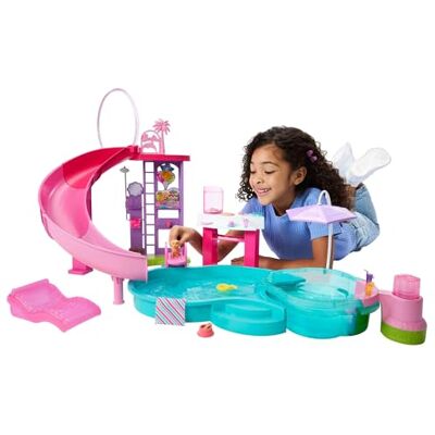 Barbie Piscina dei Sogni, set con 6 aree di gioco tra cui scivolo e idromassaggio, cuccioli, galleggianti e oltre 20 accessori inclusi, giocattolo per bambini, 3+ anni, Barbie Piscina dei Sogni, set con 6 aree di gioco tra cui scivolo e idromassaggio, cuccioli, galleggianti e oltre 20 accessori inclusi, giocattolo per bambini, 3+ anni,