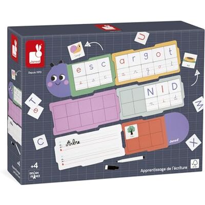 Janod Imparare a Scrivere, Preparazione Ottime per l'asilo Nido e la Sezione Petite, Lettere da Imparare, 6 schede e 78 Lettere magnetiche, Giocattoli educativi per Bambini, da 4 Anni, Janod Imparare a Scrivere, Preparazione Ottime per l'asilo Nido e la Sezione Petite, Lettere da Imparare, 6 schede e 78 Lettere magnetiche, Giocattoli educativi per Bambini, da 4 Anni,