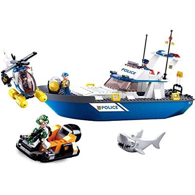 Sluban Set acqua della polizia (339 pezzi) M38-B0657, set da gioco, blocchi di bloccaggio, forze di soccorso, con personaggio di gioco, poliziotto Sluban Set acqua della polizia (339 pezzi) M38-B0657, set da gioco, blocchi di bloccaggio, forze di soccorso, con personaggio di gioco, poliziotto