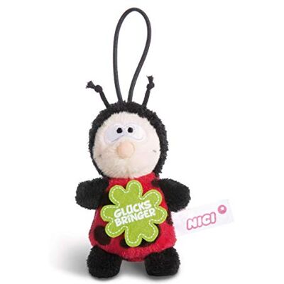 NICI Leaf Ciondolo a Forma di Coccinella con Scritta Portafortuna, 8 cm, Colore: Rosso/Nero NICI Leaf Ciondolo a Forma di Coccinella con Scritta Portafortuna, 8 cm, Colore: Rosso/Nero