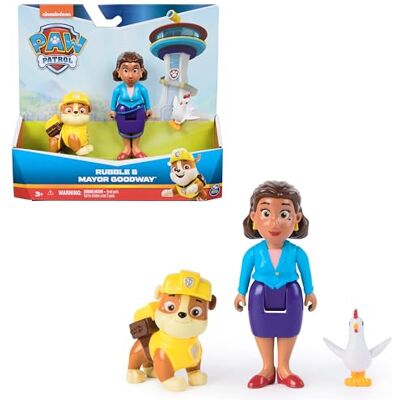 Paw Patrol , Set personaggi di Rubble e sindaco Goodway e Chickaletta, giocattoli per bambini e bambine da 3 anni in su Paw Patrol , Set personaggi di Rubble e sindaco Goodway e Chickaletta, giocattoli per bambini e bambine da 3 anni in su