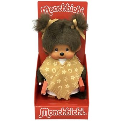 Sekiguchi Ragazza Monchhichi Originale con Borse della Spesa e Sciarpa con monogramma, Peluche Alto Circa 20 cm in Peluche Marrone Sekiguchi Ragazza Monchhichi Originale con Borse della Spesa e Sciarpa con monogramma, Peluche Alto Circa 20 cm in Peluche Marrone