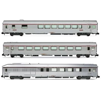 ARNOLD SNCF, Set di 3 unità Tee Mistral (Nizza-Parigi), Vru + Arux + AD4tux, livrea Argento, EP. IV ARNOLD SNCF, Set di 3 unità Tee Mistral (Nizza-Parigi), Vru + Arux + AD4tux, livrea Argento, EP. IV