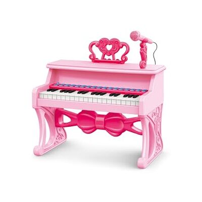 Baroni Toys Pianoforte per Bambini 3+ Anni con Microfono, Pianola Musicale con Melodie, Luci e Suoni Educativi Pianoforte Rosa con asta microfono e Leggio 42,5x13x46cm Baroni Toys Pianoforte per Bambini 3+ Anni con Microfono, Pianola Musicale con Melodie, Luci e Suoni Educativi Pianoforte Rosa con asta microfono e Leggio 42,5x13x46cm