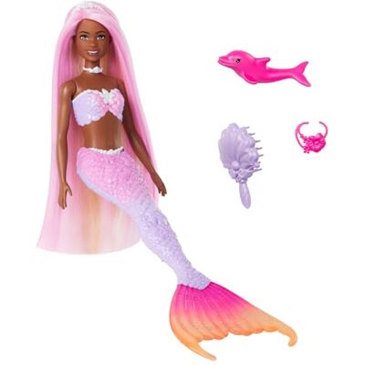 Barbie Sirena Brooklyn, bambola con lunghi capelli rosa e funzione cambia colore in acqua, cucciolo di delfino e accessori per lo styling inclusi, giocattolo per bambini, 3+ anni, Barbie Sirena Brooklyn, bambola con lunghi capelli rosa e funzione cambia colore in acqua, cucciolo di delfino e accessori per lo styling inclusi, giocattolo per bambini, 3+ anni,