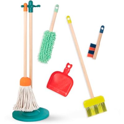 B. toys Pulire e giocare Set per la pulizia dei bambini Giocattolo in legno Kit di giochi di finzione per bambini e ragazzi Scopa, mocio, spazzola, paletta, spolverino 2 anni + B. toys Pulire e giocare Set per la pulizia dei bambini Giocattolo in legno Kit di giochi di finzione per bambini e ragazzi Scopa, mocio, spazzola, paletta, spolverino 2 anni +