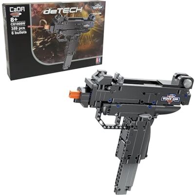 JAMARA CADA Pistola meccanica Micro Uzi Bricks, mattoncini di fissaggio per armi, set di personaggi, mattoncini da costruzione, azionare il grilletto e sparare le freccette, bulloni di JAMARA CADA Pistola meccanica Micro Uzi Bricks, mattoncini di fissaggio per armi, set di personaggi, mattoncini da costruzione, azionare il grilletto e sparare le freccette, bulloni di