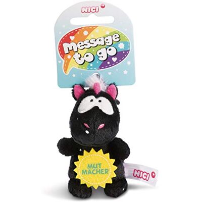 NICI Ciondolo Unicorno Carbon Flash con Scritta MUTMACHER 8 cm con Loop, Nero NICI Ciondolo Unicorno Carbon Flash con Scritta MUTMACHER 8 cm con Loop, Nero