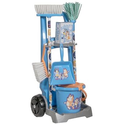 Theo Klein Carrello delle Pulizie Bluey, Carrello con Scopa, mocio e Accessori nel Design Bluey, Prodotto con Licenza Ufficiale, Giocattolo per Bambini dai 3 Anni Theo Klein Carrello delle Pulizie Bluey, Carrello con Scopa, mocio e Accessori nel Design Bluey, Prodotto con Licenza Ufficiale, Giocattolo per Bambini dai 3 Anni