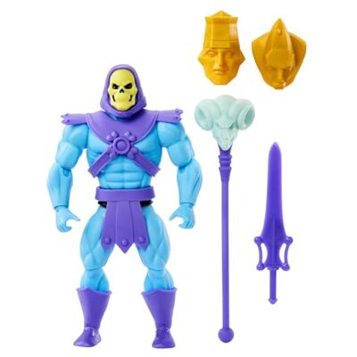 Masters of the Universe Origins Skeletor Collezione Cartoon, action figure articolata alta 14+ cm, con armatura, scettro, spada e 2 maschere incluse, giocattolo per bambini, 6+ anni, Masters of the Universe Origins Skeletor Collezione Cartoon, action figure articolata alta 14+ cm, con armatura, scettro, spada e 2 maschere incluse, giocattolo per bambini, 6+ anni,