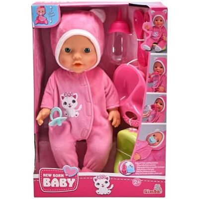 Simba New Born Baby Kitty Onesie 105030519 Bambola in Vinile con Funzione di Bere e Bagnato, 6 Pezzi, 30 cm, a Partire da 2 Anni Simba New Born Baby Kitty Onesie 105030519 Bambola in Vinile con Funzione di Bere e Bagnato, 6 Pezzi, 30 cm, a Partire da 2 Anni