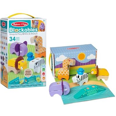 Melissa & Doug Blockables Set del Safari – Set di Costruzioni in Legno con Blocchi Collegabili (34 Pezzi), Gioco Creativo e Educativo, Regalo per Bambini e Bambine, 2+ Anni Certificati FSC Melissa & Doug Blockables Set del Safari – Set di Costruzioni in Legno con Blocchi Collegabili (34 Pezzi), Gioco Creativo e Educativo, Regalo per Bambini e Bambine, 2+ Anni Certificati FSC