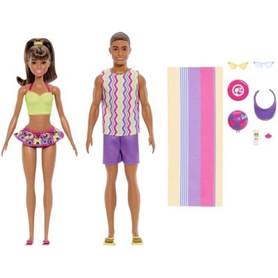 Barbie Style Ken 65° Anniversario, set da 2 bambole alla moda con look e accessori inclusi ispirati alla spiaggia, rivisitazione del set Tutti in Spiaggia degli anni '90, Barbie Style Ken 65° Anniversario, set da 2 bambole alla moda con look e accessori inclusi ispirati alla spiaggia, rivisitazione del set Tutti in Spiaggia degli anni '90,
