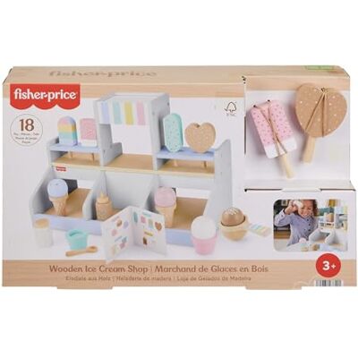 Fisher Price Gelateria in Legno, playset da 18 Pezzi in Legno tra Cui espositore, Gelati e ghiaccioli, Coni, coppette, Menu e cucchiai, Giocattolo per Bambini, 3+ Anni, Fisher Price Gelateria in Legno, playset da 18 Pezzi in Legno tra Cui espositore, Gelati e ghiaccioli, Coni, coppette, Menu e cucchiai, Giocattolo per Bambini, 3+ Anni,