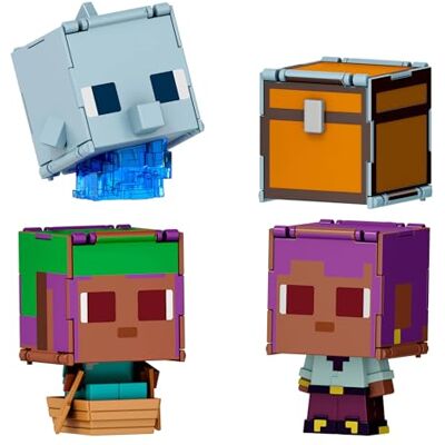 Mattel Minecraft Flippin' Figs Delfino + Baule ed Efe + Efe in barca, set da 2 personaggi alti 9,5 cm e con teste grandi, ispirati al videogioco, giocattolo per bambini, 6+ anni, Mattel Minecraft Flippin' Figs Delfino + Baule ed Efe + Efe in barca, set da 2 personaggi alti 9,5 cm e con teste grandi, ispirati al videogioco, giocattolo per bambini, 6+ anni,