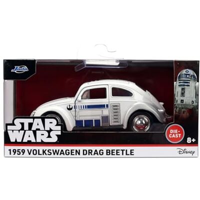 Jada Toys Star Wars Auto VW Maggiolino R2-D2 (ca. 13,5 cm) – 1959 Volkswagen Beetle in Metallo in Scala 1:32 con Porte apribili, Veicolo da Collezione per Bambini e Appassionati di Film a Partire Jada Toys Star Wars Auto VW Maggiolino R2-D2 (ca. 13,5 cm) – 1959 Volkswagen Beetle in Metallo in Scala 1:32 con Porte apribili, Veicolo da Collezione per Bambini e Appassionati di Film a Partire