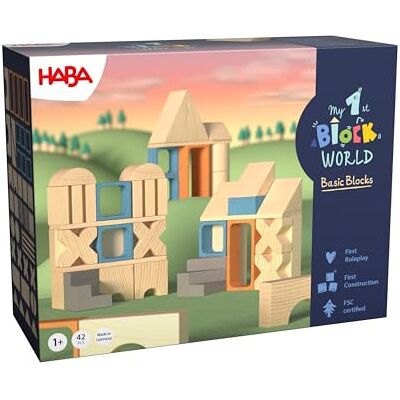 HABA Il mio primo mondo di mattoncini da costruzione – Set di mattoncini extra grandi (40 pezzi) in legno di faggio sostenibile – mattoncini in legno colorato per bambini a partire da 1 anno HABA Il mio primo mondo di mattoncini da costruzione – Set di mattoncini extra grandi (40 pezzi) in legno di faggio sostenibile – mattoncini in legno colorato per bambini a partire da 1 anno