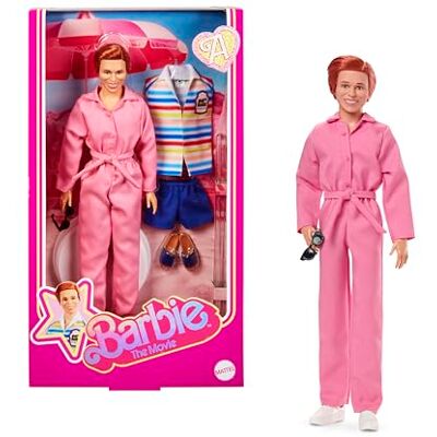 Barbie The Movie Michael Cera in versione Allan, bambola Allan del film da collezione con 2 abiti del film rimovibili, tuta rosa e completo da spiaggia a righe blu con occhiali da sole, Barbie The Movie Michael Cera in versione Allan, bambola Allan del film da collezione con 2 abiti del film rimovibili, tuta rosa e completo da spiaggia a righe blu con occhiali da sole,
