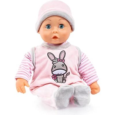 Bayer Design Bambola Sweet Baby 38cm, corpo morbido, occhi che dormono, con ciuccio e bottiglia, rosa Bayer Design Bambola Sweet Baby 38cm, corpo morbido, occhi che dormono, con ciuccio e bottiglia, rosa