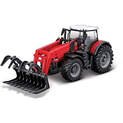 Burago B Trattore 8740S MASSEY FERGUSSON in pressofusione con caricatore frontale funzionante e grabber Replica giocattolo da collezione in scala 1:50, rosso Burago B Trattore 8740S MASSEY FERGUSSON in pressofusione con caricatore frontale funzionante e grabber Replica giocattolo da collezione in scala 1:50, rosso