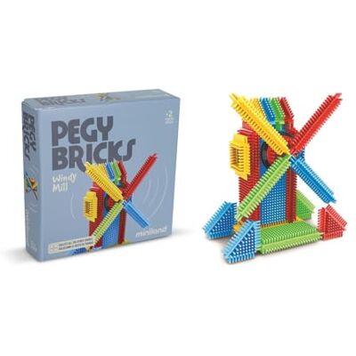 Miniland Pegy Bricks: Windy Mill Gioco di costruzione per bambini con 22 pezzi per assemblare un mulino con pale rotanti, stimola la creatività e la motricità, dai 2 anni Miniland Pegy Bricks: Windy Mill Gioco di costruzione per bambini con 22 pezzi per assemblare un mulino con pale rotanti, stimola la creatività e la motricità, dai 2 anni