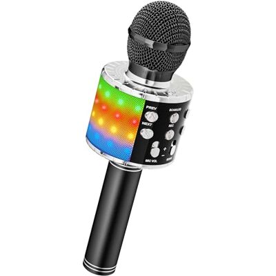 Ankuka Microfono Karaoke Bluetooth Wireless Microfono Bambini Regalo per Bambini 3-12 Anni Microfono Giocattolo Cambia Voce, Compatibile con Android, iOS, PC Nero Ankuka Microfono Karaoke Bluetooth Wireless Microfono Bambini Regalo per Bambini 3-12 Anni Microfono Giocattolo Cambia Voce, Compatibile con Android, iOS, PC Nero