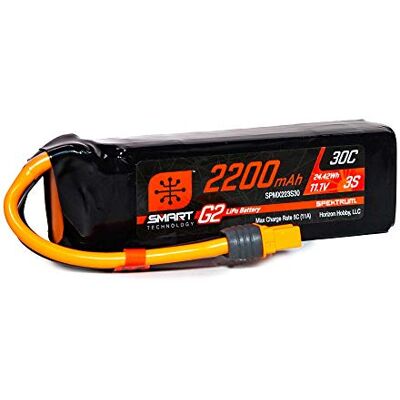 Spektrum 2200 mAh 3S 11,1 V Smart G2 LiPo 30C; IC3, Grigio/Argento Spektrum 2200 mAh 3S 11,1 V Smart G2 LiPo 30C; IC3, Grigio/Argento